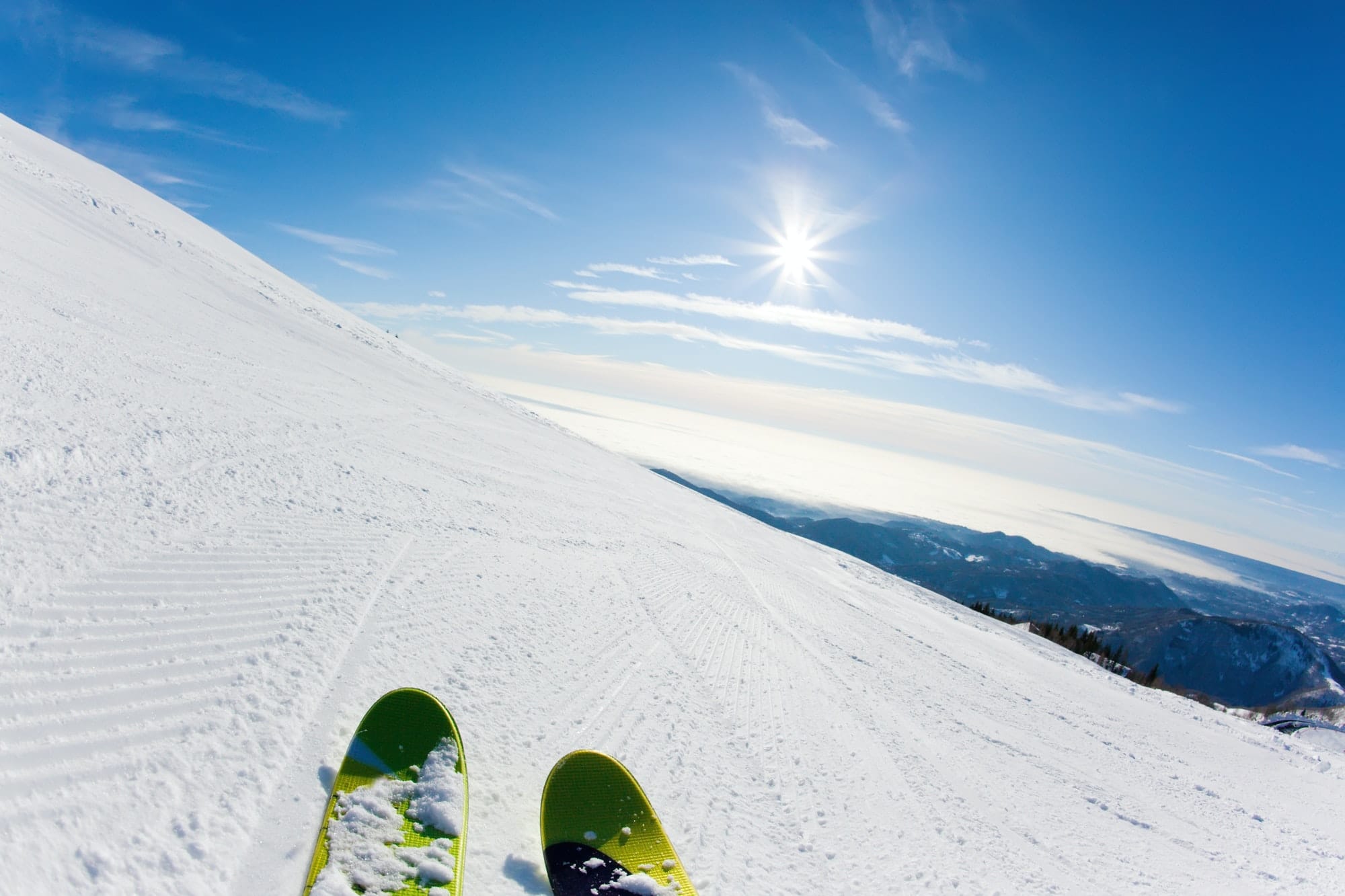 Skiing on a ski slope