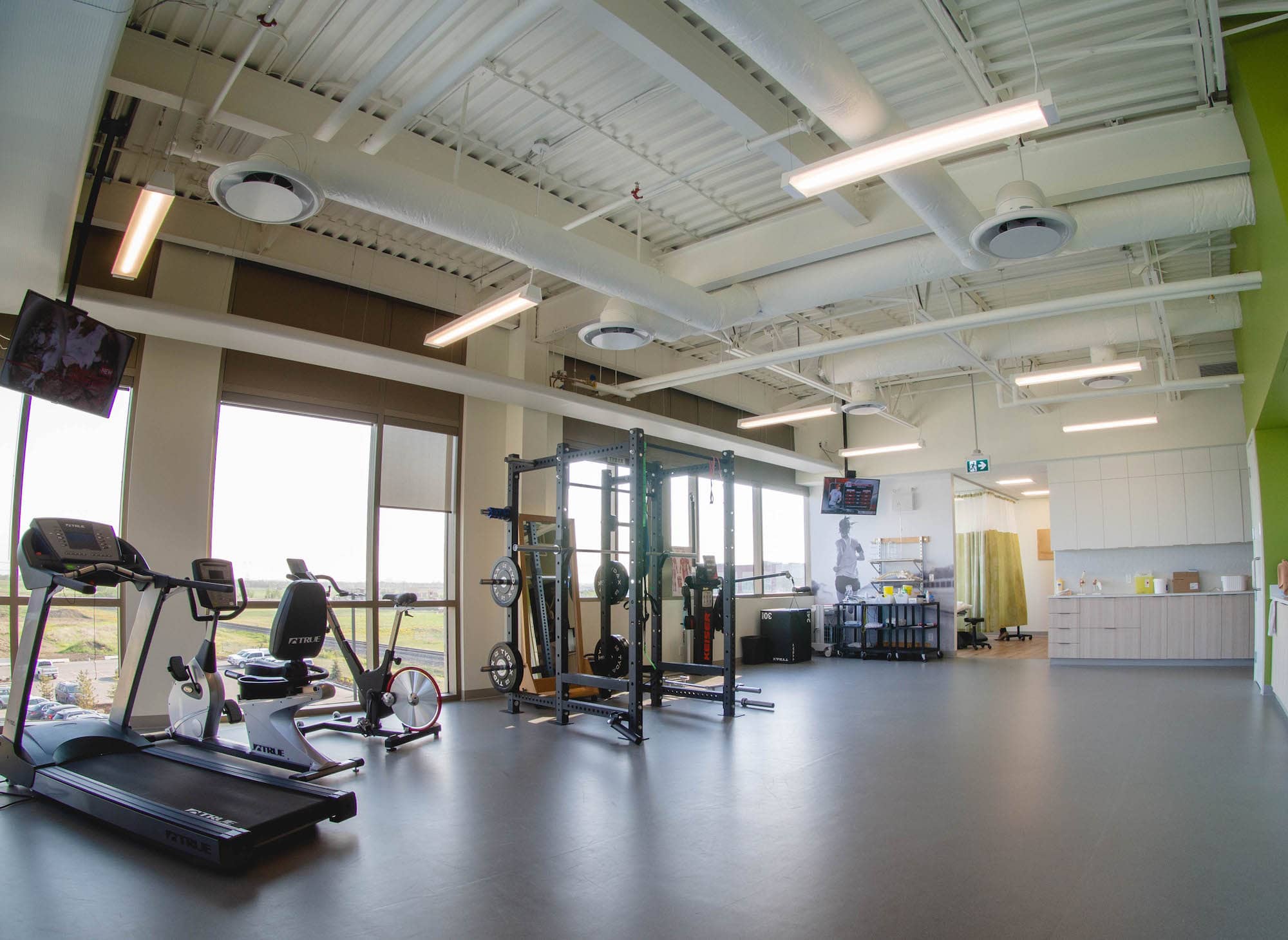 physiotherapy clinic in edmonton training facility with large windows